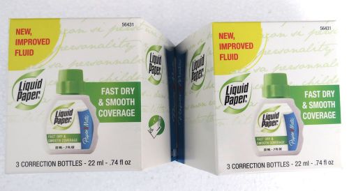 Paper Mate Liquid Paper Correction Fluid FAST DRY SMOOTH COVERAGE 22ml 6 Bottles