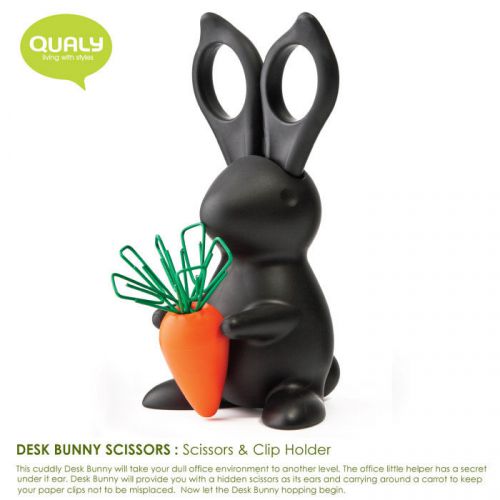 QUALY Living Styles Home Design Office Desk Bunny Scissors Clip Holder Black