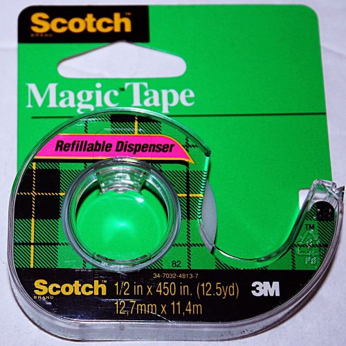 SCOTCH MAGIC TAPE  3M - 1 ROLL - 1/2&#034; X 450&#034; (12.5 yd) with REFILLABLE DISPENSER