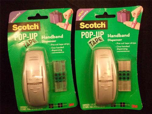 2 Scotch Pop Up Tape Handband Dispenser Refillable 150 Pre Cut Strips Silver