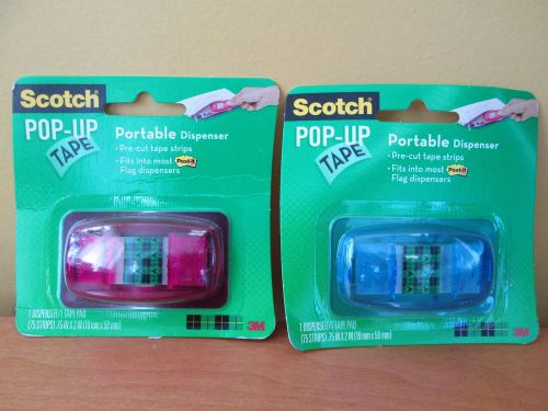 Scotch 3m portable pop-up tape dispenser 75 strips each - pack of 2 new! for sale