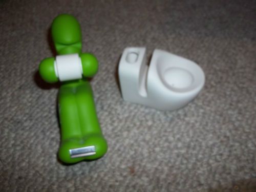 Butt station tape dispenser, pen &amp; memo holder, paper clip storage, green for sale