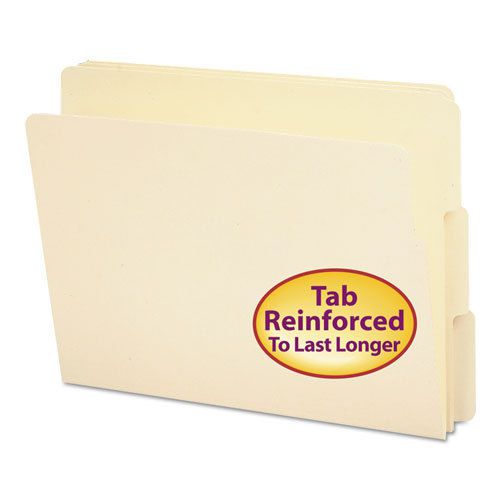 Folders, 1/3 cut assorted, reinforced end tab, letter, manila, 100/box for sale