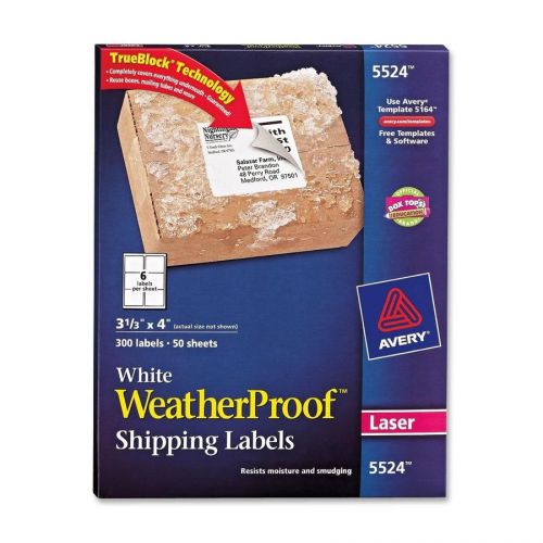 Avery weather proof mailing label - 3.33&#034; width x 4&#034; length - 300 / (ave5524) for sale