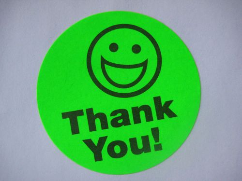 2000 BIG THANK YOU SMILEY LABEL STICKERS green