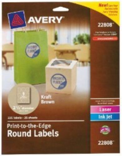 Avery Permanent Print-To-The-Edge Round Labels 2.5&#034; Brown  225 (#22808)