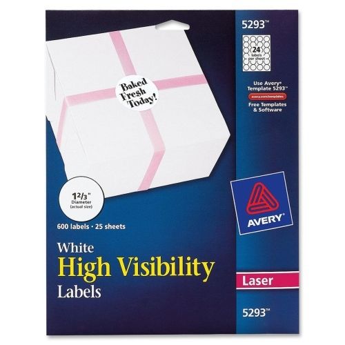 LOT OF 4 Avery High Visibility Label - 600 / Pack - Circle - Laser - White