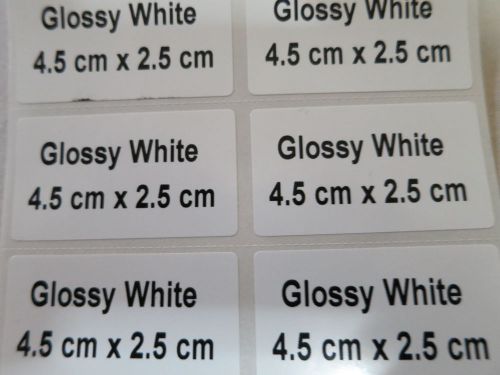 100 Glossy White Personalized Waterproof Name Stickers Labels 4.5 x 2.5 cm Tags
