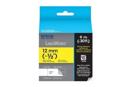 Epson strong adhesive label cartridge label tape black on yellow - (lc4ybw9) for sale