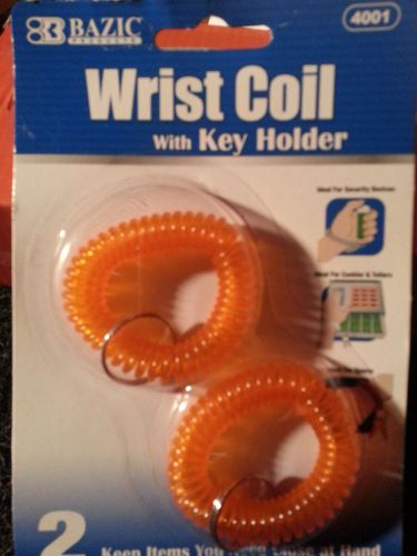BAZIC WRIST COIL WITH KEY HOLDER ORANGE 2EA/PK GREAT QUALITY ITEM NEW IN PACKAGE