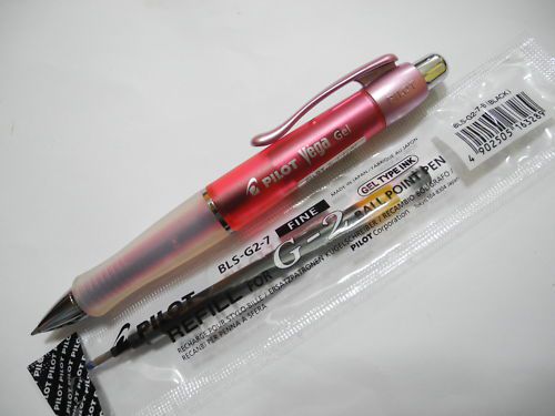 Red barrel Pilot VEGA 0.7mm roller ball pen free 2 refill Black ink(Japan)