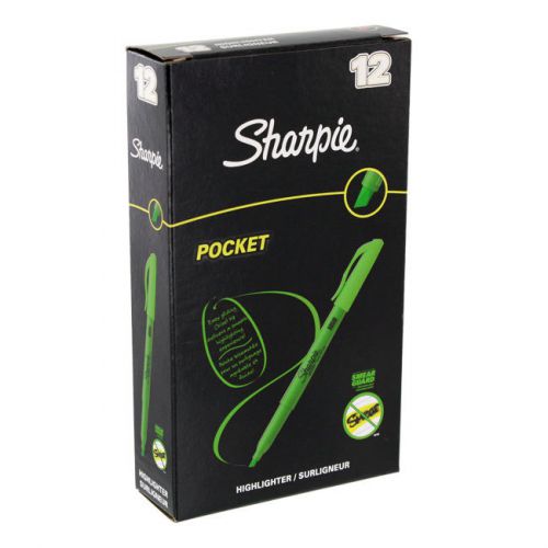 12 Sharpie Accent Pocket Highlighter Chisel Fl. Green
