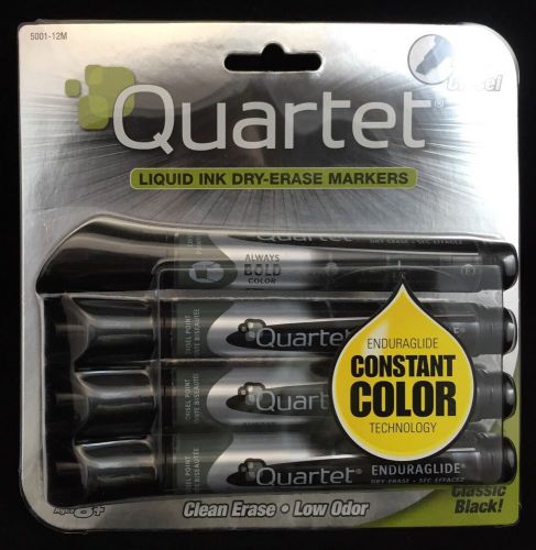 Quartet Enduraglide 4 Liquid Dry-Erase Markers Chisel Tip - Black - New