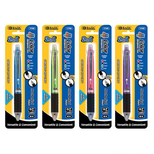 0.7mm Mechanic Pencil &amp; 4 Color Ballpoint Pen with Cushion Grip assorted color