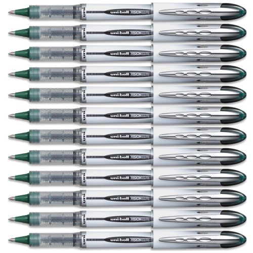 Uni-ball vision elite blx rollerball pen bold 0.8mm green ink 12-pens for sale