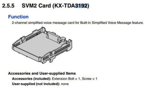 Panasonic KX-TDA3192 - 2 Channel Voicemail Card - Free Shipping
