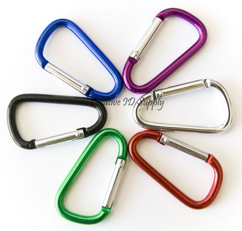 Lot 50 d - shaped carabiner spring belt clip key chain 1-7/8&#034; aluminum 6 colors for sale