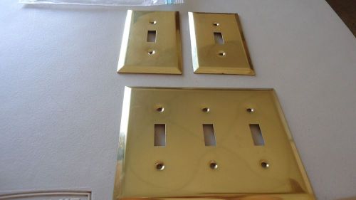 3 Gang Toggle Wall Plate Brass Switch Cover and 2 single