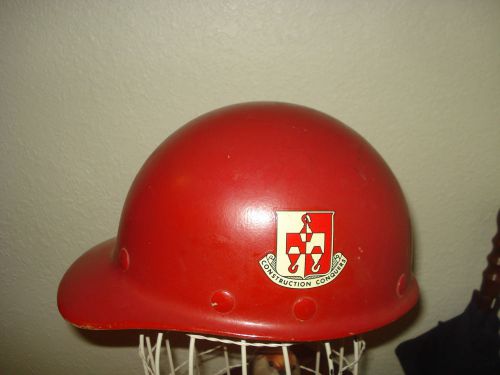 VINTAGE SUPERGLAS FIBERGLASS FIBER-METAL HARD HAT CONSTRUCTION HAT /BRICK RED