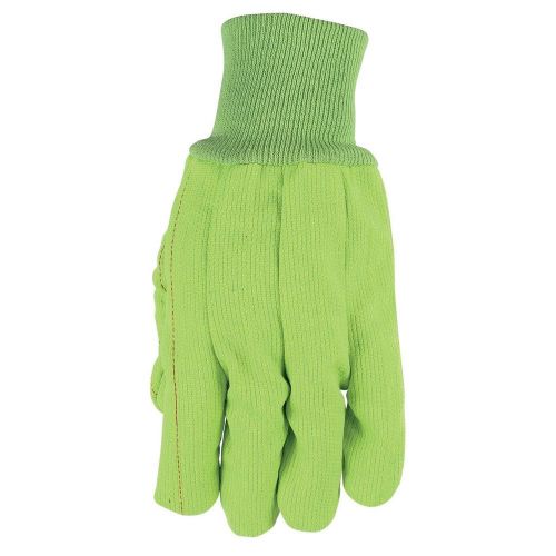 Safety Corded Double Palm Green  Gloves - 1 Dozen Green New Work Gloves Warmth