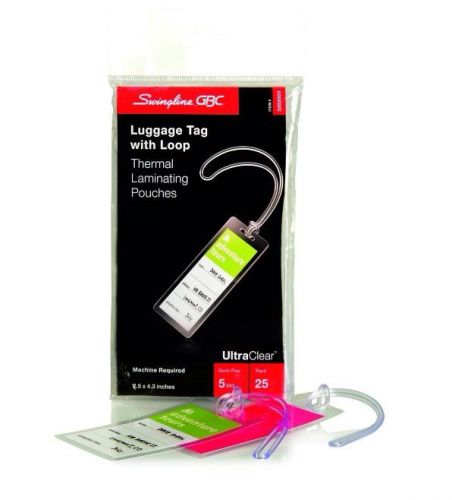 Swingline GBC UltraClear Thermal Laminating Pouches, Luggage Tag size WITH LOOPS