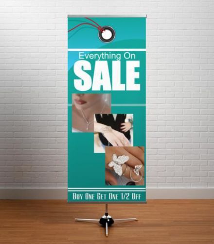 Adjustable vertical banner stand and tote bag combo for sale