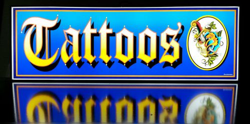 Business LED Lighted Box Sign: TATTOOS