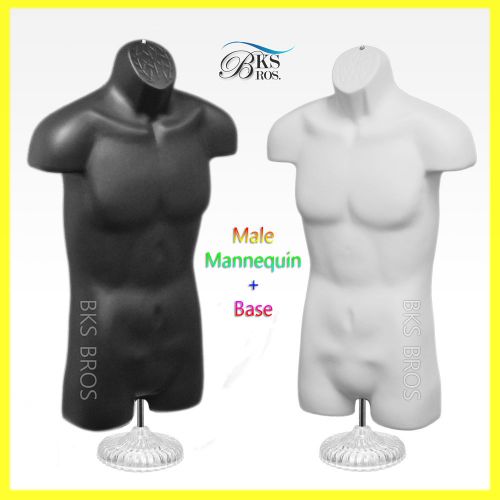2 White Male Mannequin Man Hollow Dress Form Clothing Display Acrylic Stand