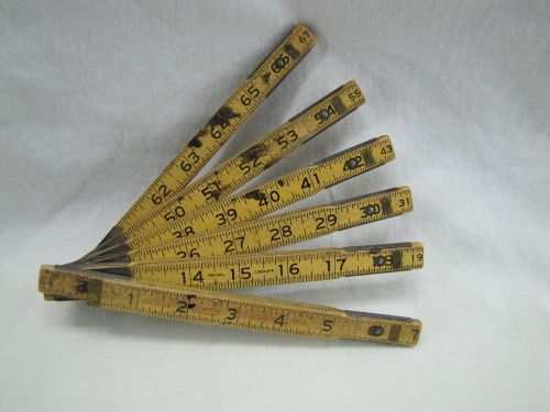VINTAGE ~ LUFKIN X46 6&#039; Red End Folding Tape Measure w/Brass Ext | Fast-USA-Ship