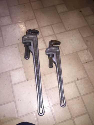 2 Ridgid Aluminum Pipe Wrenches 24&#034; 824 600mm &amp; 18&#034; 818 450mm Wrench Excellent