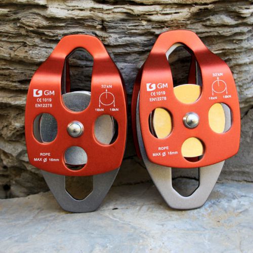 Free shipping 2 pcs large twin sheave / 7100lbs breaking strength pulley system for sale