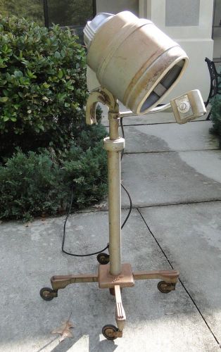 Retro old vintage bonnett hair dryer industrial steampunk light fixture on wheel for sale