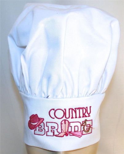 Country Bride Cowboy Boots &amp; Hat Chef Hat White Adult Size Adjustable Monogram