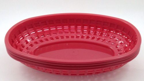 (4pieces) New Food Basket Tray 9-3/8&#034;  x  5-3/4&#034; RED Plastic