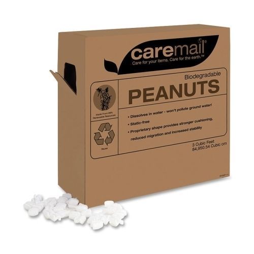 Caremail 1118683 Biodegradable Peanuts 3 Cubic Feet Static-Free White