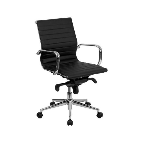 Eames Style Mid-Back Leather Office Chair