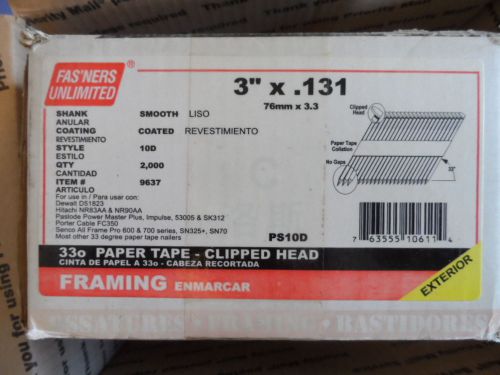 3&#034; x .131 FRAMING 33o  Paper Tape Clipped Head Fas&#039;ners Unlimited