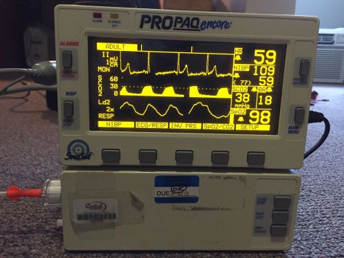 Propaq EL with ECG, NIBP, IBP, SpO2, Main and Sidestream CO2, Temp and Printer