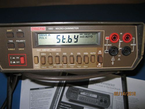 Keithley 580 Micro-Ohmmeter+4-wire Kelvin Probes+Opt 5802+Current NIST CAL