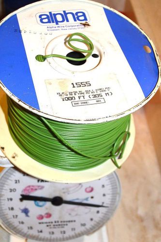 Alpha 1555 pvc hookup wire 18 awg stranded ~95% of 1000 ft spool new green for sale