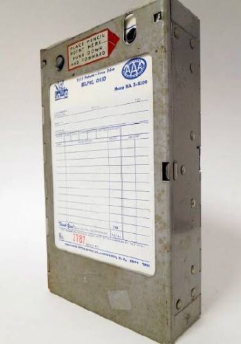 Vintage metal porta-pak rolling receipt pad tablet dispenser marked merchant for sale