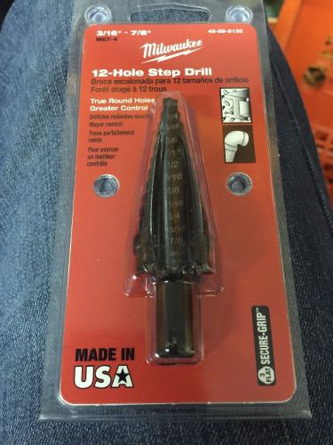 Milwaukee 48-89-9130 Step Drill Bit, 12 Hole, 3/16 in. to 7/8 in.