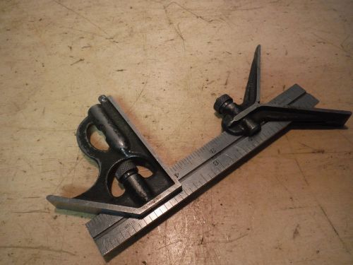 VINTAGE SMALL LUFKIN COMBINATION SQUARE W/ 6&#034; RULE AND CENTER HEAD HARDENED