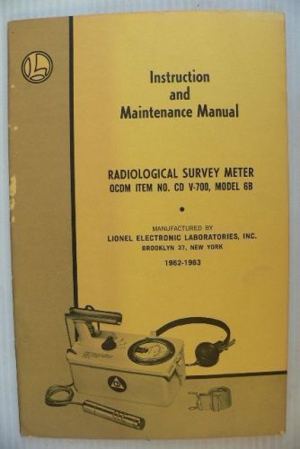 CDV-700 Geiger Counter Manual~Radiological Survey Meter~Victoreen Anton Lionel