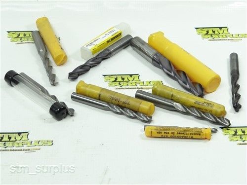 LOT OF 8 SOLID CARBIDE TRIPLE FLUTE DRILLS .6562 TO 3/16&#034; KENNAMETAL
