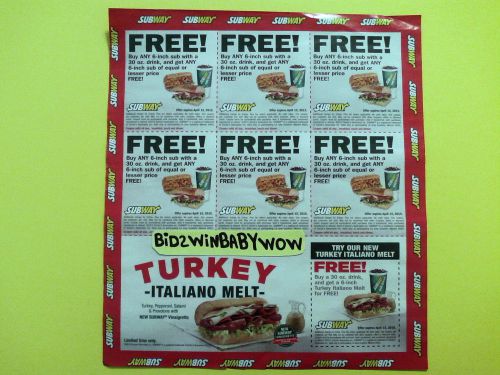 SUBWAY COUPON COUPONS NEW SANDWHICH EAT FRESH!!! GIFT CARD GIFT CARDS