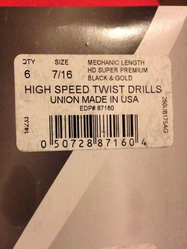 7/16 High Speed Drill Bits Pack Of 6
