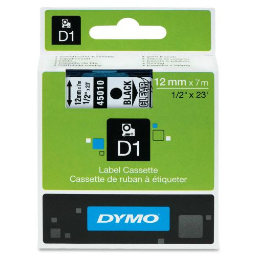 5 DYMO D1 LABEL CASSETTE TAPE BLACK ON Clear 1/2&#034; X 23&#039; Free Shipping!