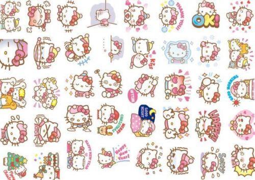 Hello Kitty Winter series Pink face 40 Stickers set NEW Rare 3cm unused NICE