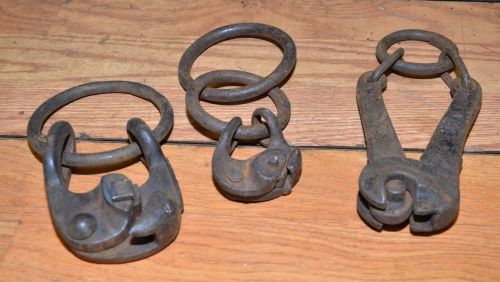 3 rare clamps patent pending blacksmith made Come Along Pulley fence tool lot